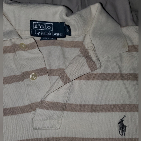 Polo by Ralph Lauren Tan and Cream Polo Size Medium - Picture 2 of 3
